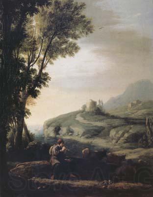 Claude Lorrain Pastoral Landscape with Piping Shepherd (mk17) Norge oil painting art